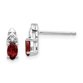 14k White Gold Garnet and Diamond Post Earrings - 2