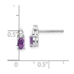 14k White Gold Amethyst and Diamond Post Earrings - 2