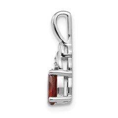 14k White Gold Garnet and Diamond Pendant - 10