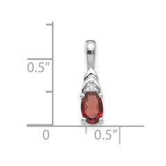 14k White Gold Garnet and Diamond Pendant - 10