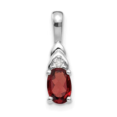 14k White Gold Garnet and Diamond Pendant - 10