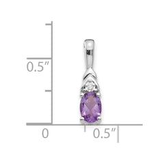 14k White Gold Amethyst and Diamond Pendant - 11
