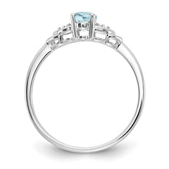 14k White Gold Aquamarine and Diamond Ring - 2