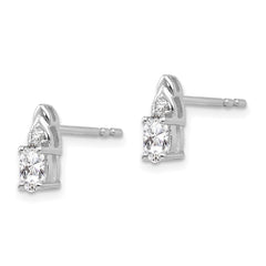 14k White Gold White Topaz and Diamond Post Earrings - 2
