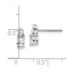 14k White Gold White Topaz and Diamond Post Earrings - 2