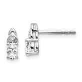 14k White Gold White Topaz and Diamond Post Earrings - 2