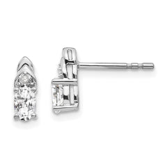 14k White Gold White Topaz and Diamond Post Earrings - 2