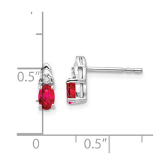 14k White Gold Ruby and Diamond Post Earrings - 2