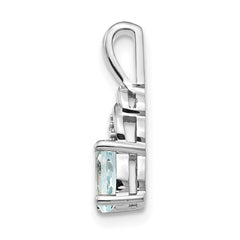 14k White Gold Aquamarine and Diamond Pendant