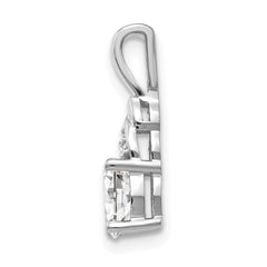 14k White Gold White Topaz and Diamond Pendant