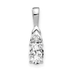 14k White Gold White Topaz and Diamond Pendant