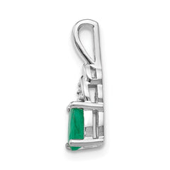 14k White Gold Emerald and Diamond Pendant