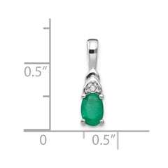 14k White Gold Emerald and Diamond Pendant