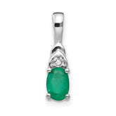 14k White Gold Emerald and Diamond Pendant