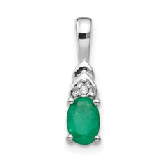 14k White Gold Emerald and Diamond Pendant