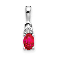14k White Gold Ruby and Diamond Pendant