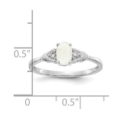 14k White Gold Opal and Diamond Ring