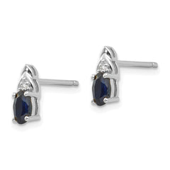 14k White Gold Sapphire and Diamond Post Earrings - 2