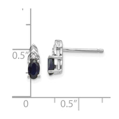 14k White Gold Sapphire and Diamond Post Earrings - 2
