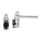 14k White Gold Sapphire and Diamond Post Earrings - 2