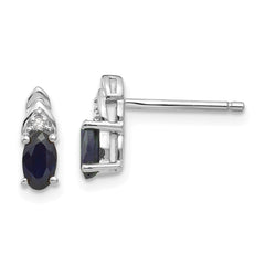 14k White Gold Sapphire and Diamond Post Earrings - 2