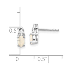 14k White Gold Opal and Diamond Post Earrings