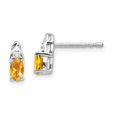 14k White Gold Citrine and Diamond Post Earrings - 2