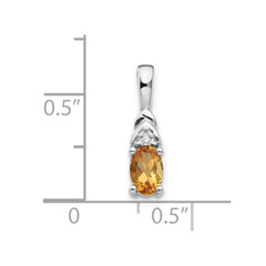 14k White Gold Citrine and Diamond Pendant - 4