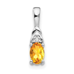 14k White Gold Citrine and Diamond Pendant - 4
