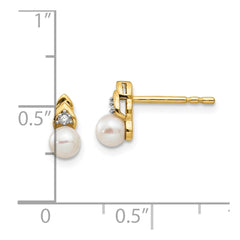 14k FW Cultured Pearl and Diamond Earrings