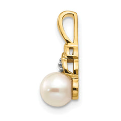 14k FW Cultured Pearl and Diamond Pendant - 2