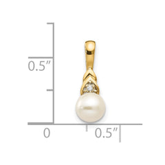 14k FW Cultured Pearl and Diamond Pendant - 2