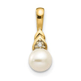 14k FW Cultured Pearl and Diamond Pendant - 2
