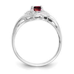 14k White Gold Garnet and Diamond Ring - 3