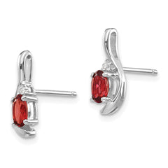 14k White Gold Garnet and Diamond Post Earrings - 3