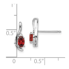 14k White Gold Garnet and Diamond Post Earrings - 3