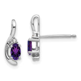 14k White Gold Amethyst and Diamond Post Earrings - 4