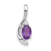 14k White Gold Amethyst and Diamond Pendant - 10