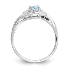 14k White Gold Aquamarine and Diamond Ring - 3