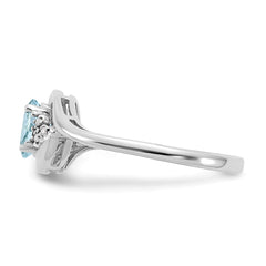 14k White Gold Aquamarine and Diamond Ring - 3