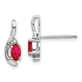 14k White Gold Ruby and Diamond Post Earrings