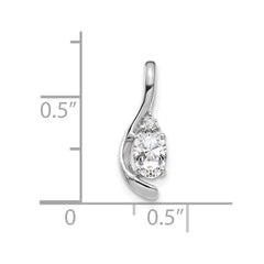 14k White Gold White Topaz and Diamond Pendant - 2