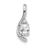 14k White Gold White Topaz and Diamond Pendant - 2