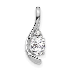 14k White Gold White Topaz and Diamond Pendant - 2
