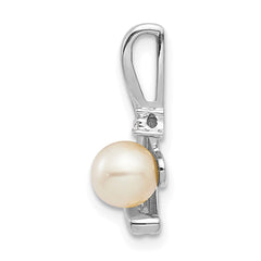 14k White Gold FW Cultured Pearl and Diamond Pendant - 2