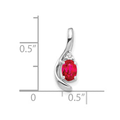 14k White Gold Ruby and Diamond Pendant - 2