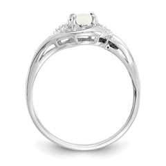 14k White Gold Opal and Diamond Ring - 2