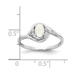 14k White Gold Opal and Diamond Ring - 2