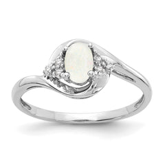 14k White Gold Opal and Diamond Ring - 2