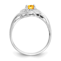 14k White Gold Citrine and Diamond Ring - 3